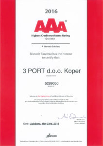 Certificate Creditworthiness AAA 2016 3 PORT