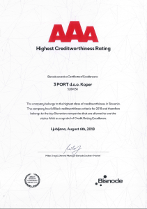 Certificate Creditworthiness AAA 2018 3 PORT